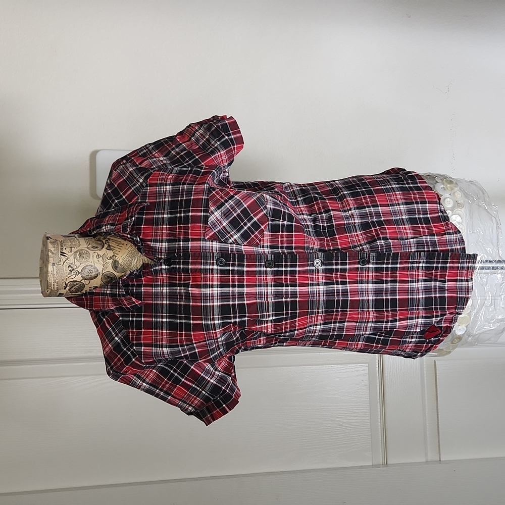 Black and red plaid button up